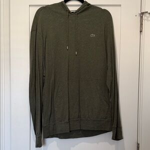 Lacoste Olive Hoodie Pullover with Subtle Croc Logo